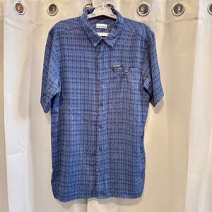 Columbia Sportswear Active Fit Button Up Shirt Blue Plaid Large Gorpcore 19533